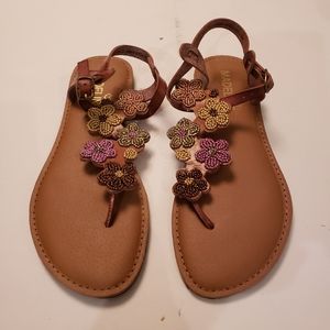Madeline Girl Multicolor beaded flower sandals size 9